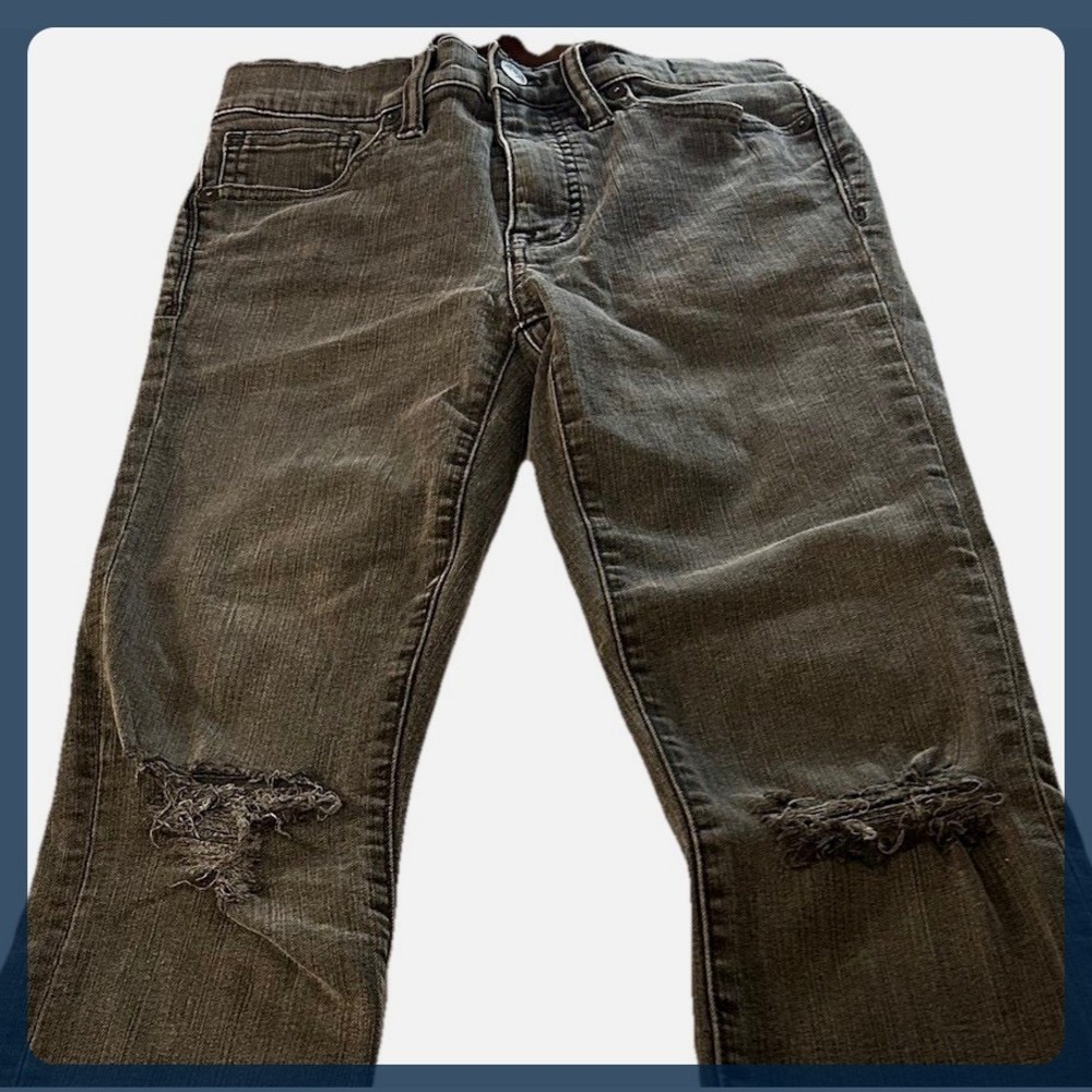 Madewell 9" High Rise Skinny Jeans Size 25 Dark Wash Distressed Black‎ Denim